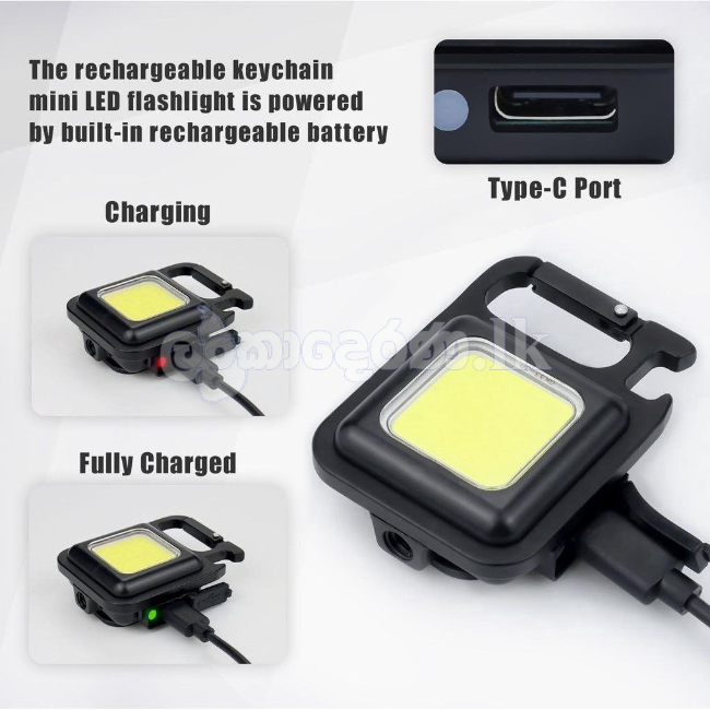 Mini COB LED Flashlight Portable Work Light Rechargeable Pocket Keychains