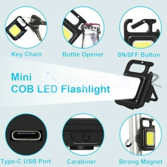 Mini COB LED Flashlight Portable Work Light Rechargeable Pocket Keychains