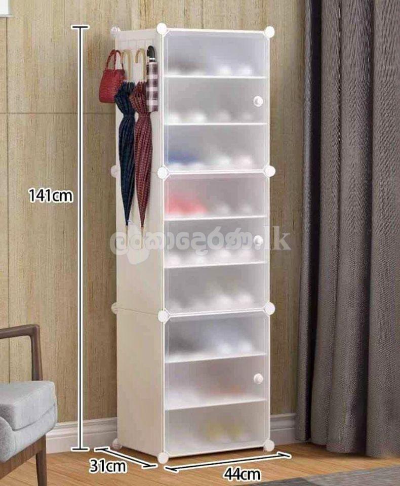 DIY PP 9 Layer 3 Doors Shoe Rack (Colour-Pink)