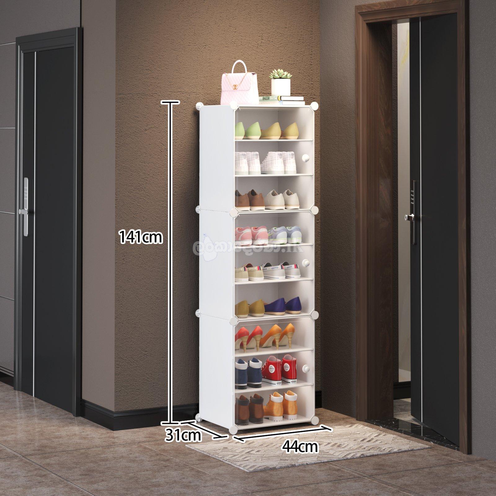 DIY PP 9 Layer 3 Doors Shoe Rack (Colour-Pink)