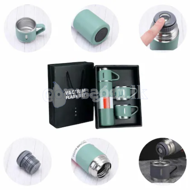Vacuum Flask Gift Set 500ml Hot and Cold Bottle With 2 Cups