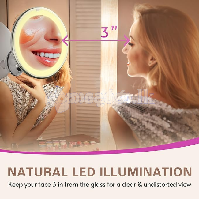 Makeup Mirror 10X with Lights, 3 Color Light