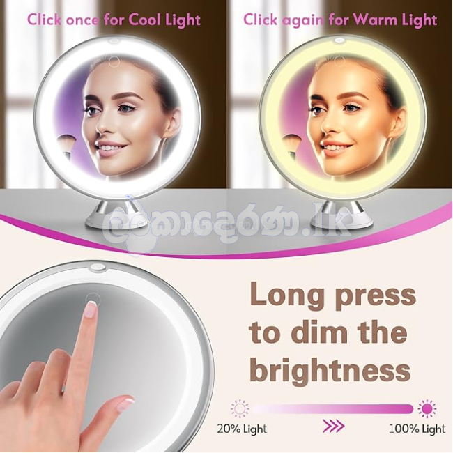 Makeup Mirror 10X with Lights, 3 Color Light